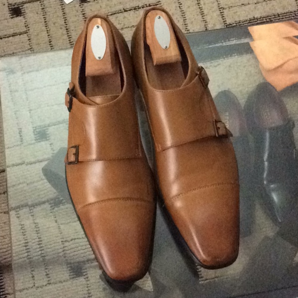 Men Brown Monk Leather Shoes